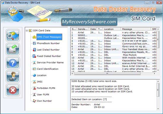 Recovery Software SIM Card screenshot